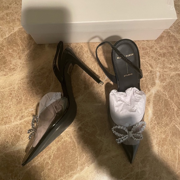 Black Suede Studio Heels - Picture 4 of 5